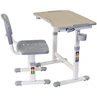 FD FUN DESK Grey Idimex Piccolino II-Escritorio Infantil (Altura Regulable- con Silla)- Color Gris- 664x474x540-760 mm